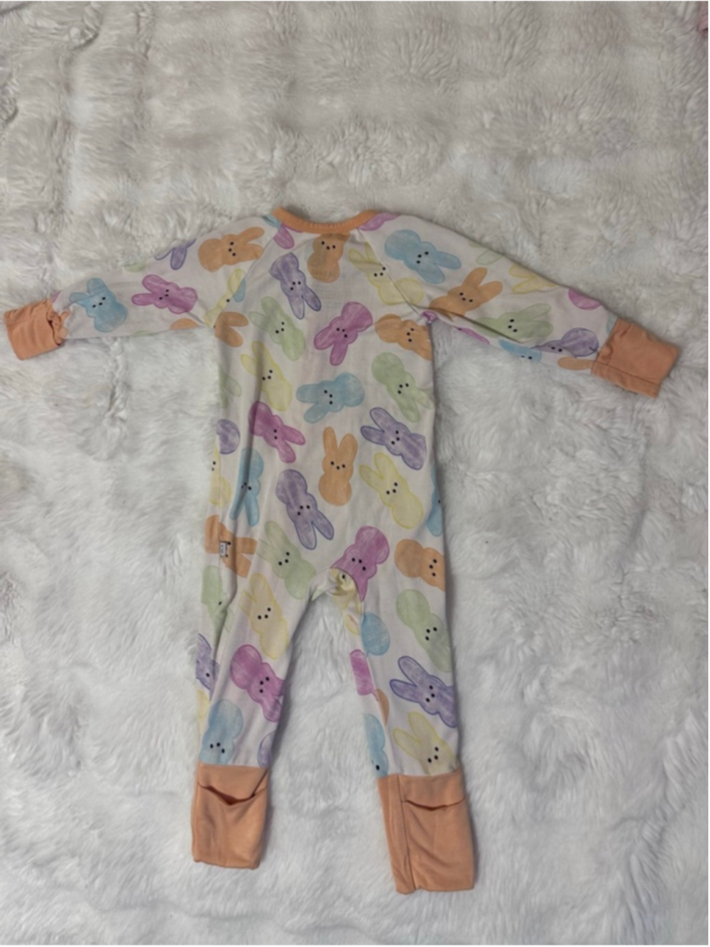 River Babe Threads Bamboo Bunny Zipper Sleeper Pajamas 3–6 Months Easter Spring - Picture 2 of 3